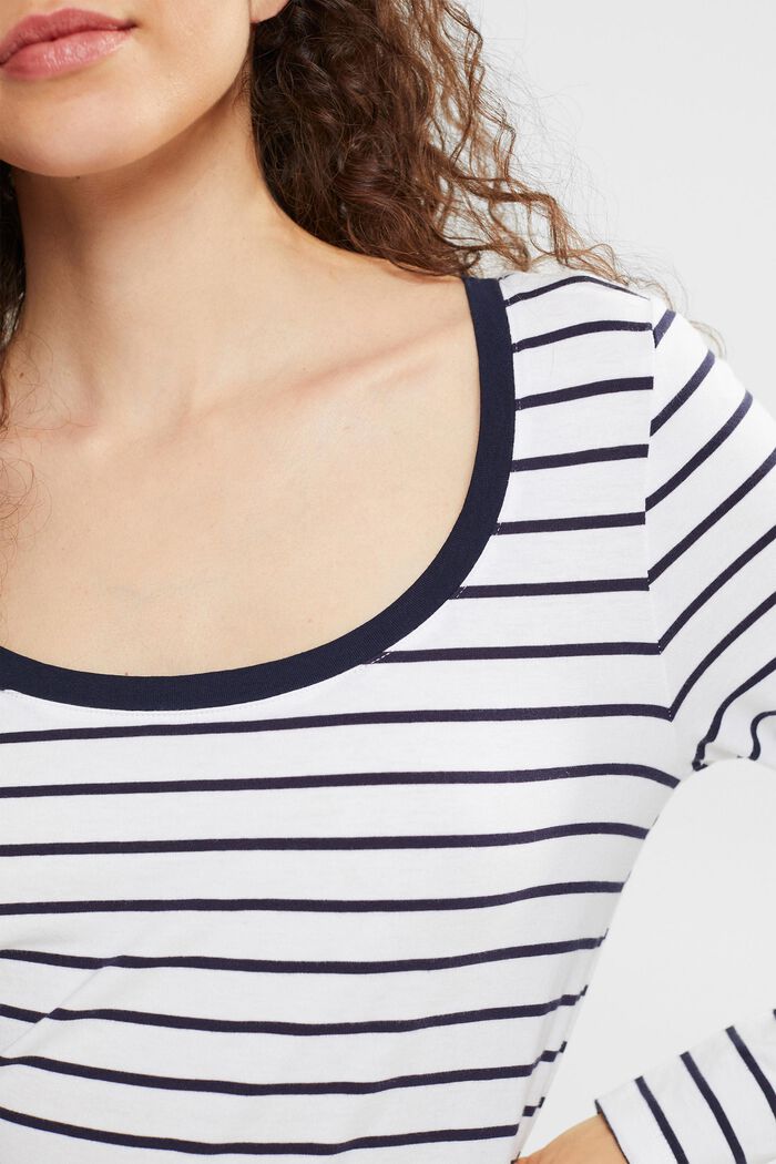 Long sleeve top with a striped pattern, WHITE, detail image number 0