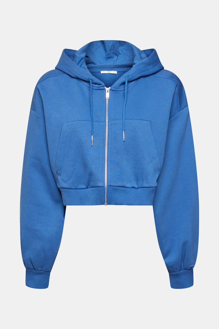 Cropped zip trough hoodie, BLUE, detail image number 5