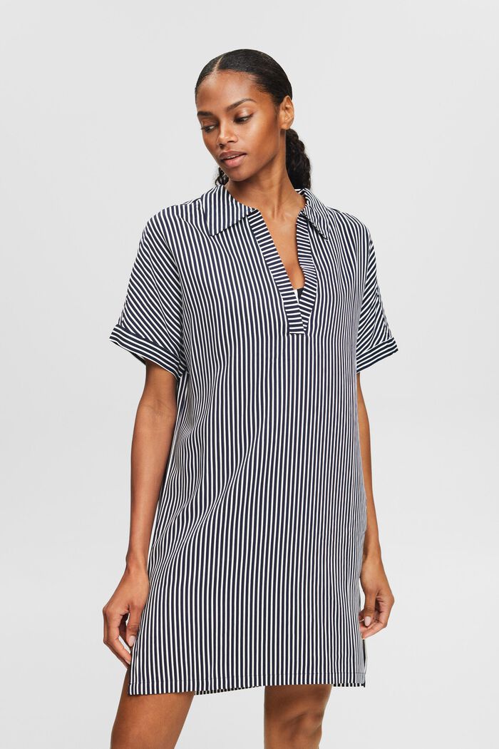 Striped Tunic Dress, NAVY, detail image number 0