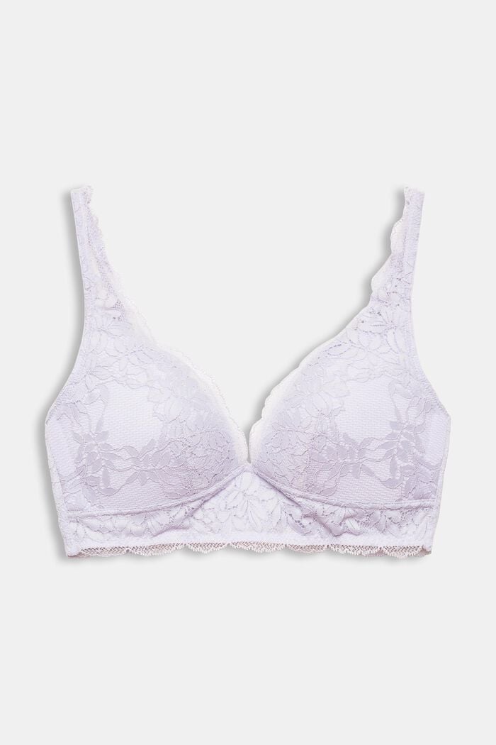 Non-wired push-up bra made of lace, LAVENDER, detail image number 5