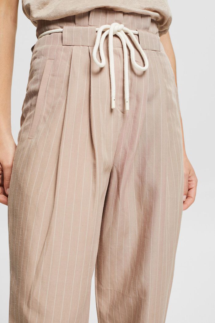 Linen blend: drawstring paperbag trousers, LIGHT TAUPE, detail image number 2