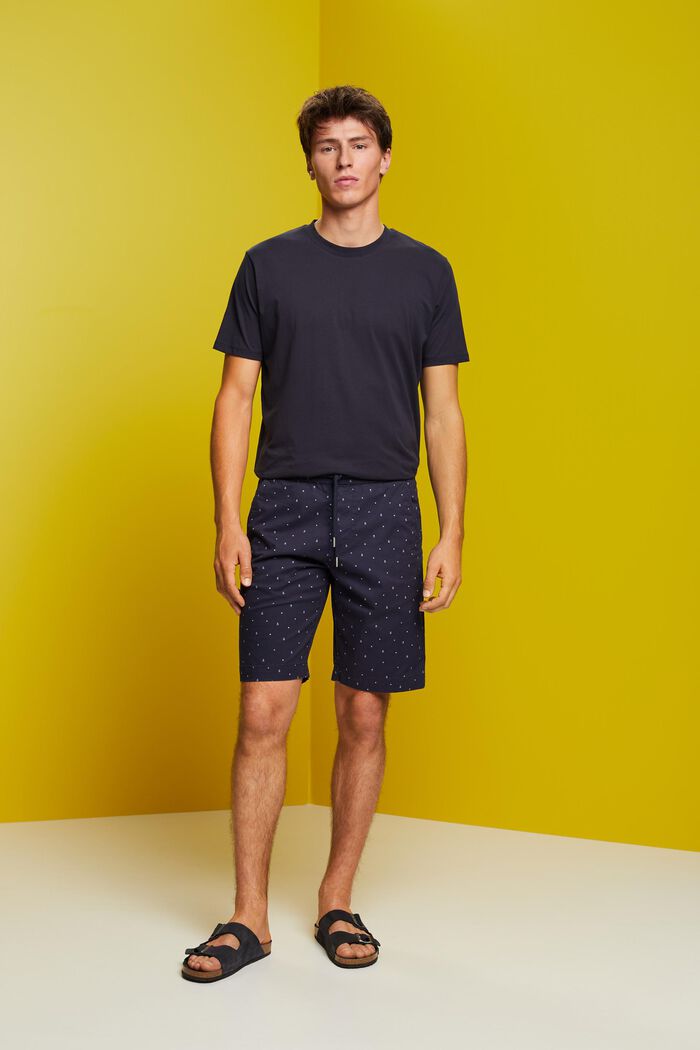 Patterned pull-on shorts, stretch cotton, NAVY, detail image number 5