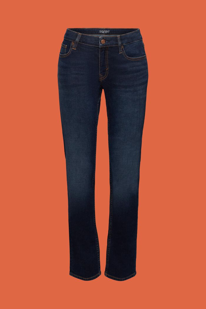 Straight Mid-Rise Jeans, BLUE DARK WASHED, detail image number 6