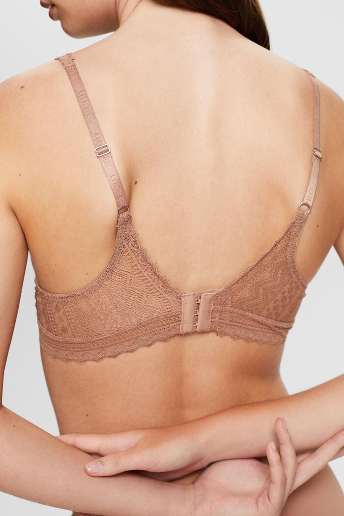 Padded Graphic Lace Bra, BEIGE, detail image number 3