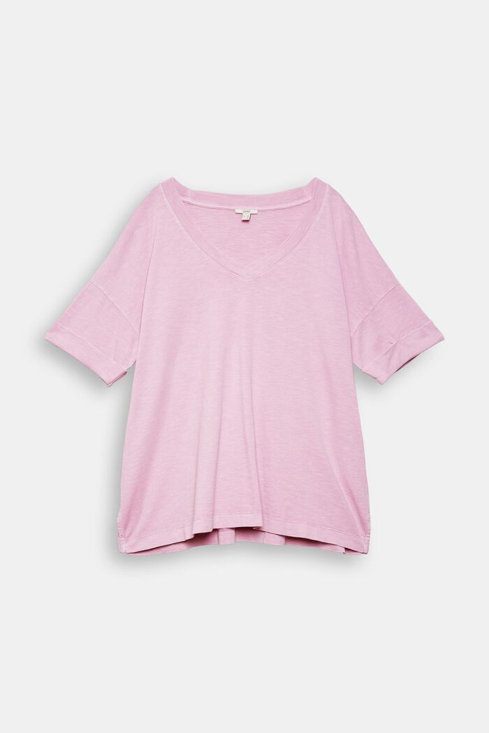 CURVY T-shirt with a V-neckline, PINK, overview
