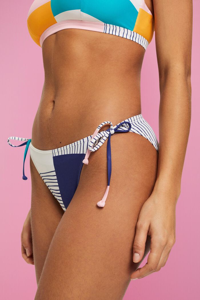 Tie side bikini bottoms in pattern mix design, SAND, detail image number 3