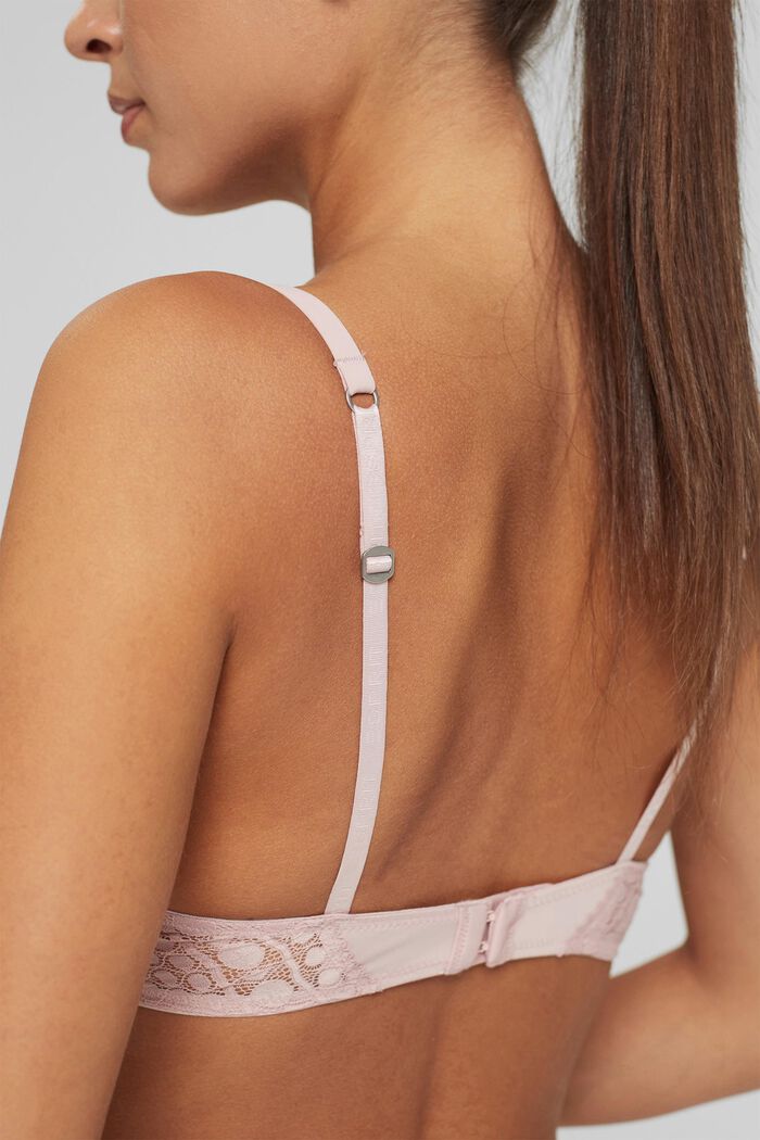 Push-up underwire bra with a lace trim, OLD PINK, detail image number 3