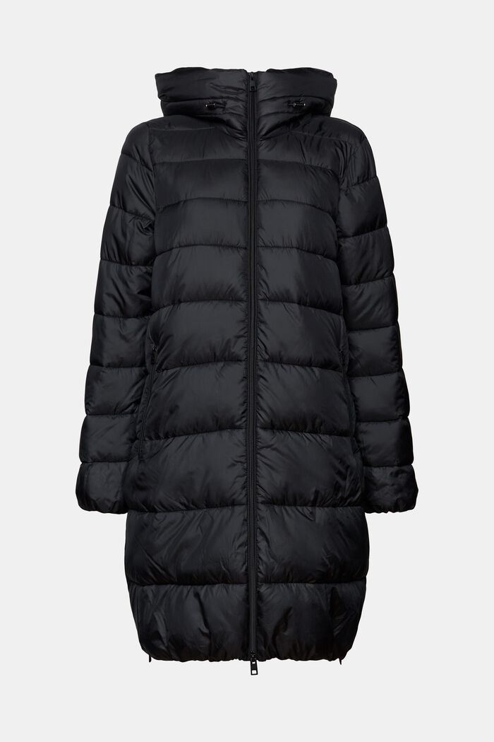 Recycled: puffer coat with a hood, BLACK, detail image number 6