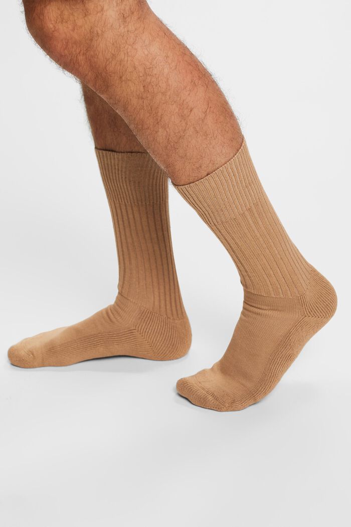 Chunky Rib-Knit Socks, CAMEL, detail image number 1