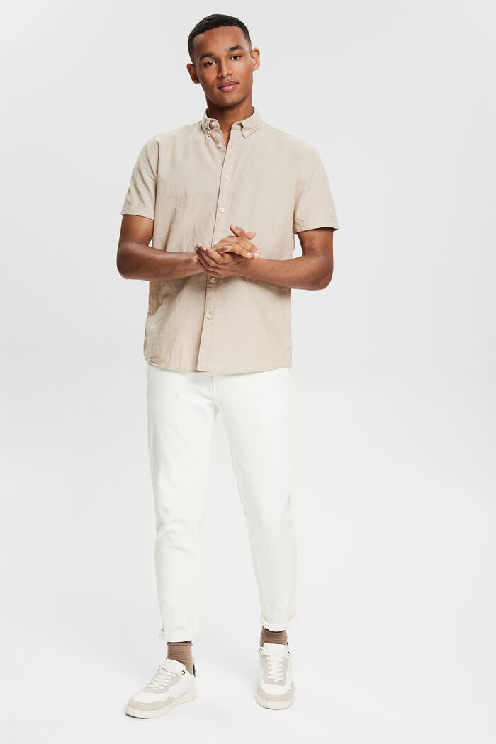 Blended linen short sleeved button-down shirt, SAND, detail image number 6