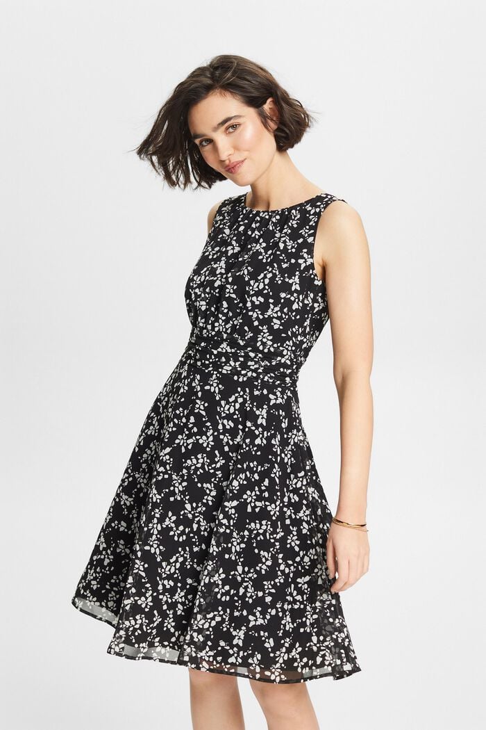 Printed Chiffon Dress, BLACK, detail image number 4