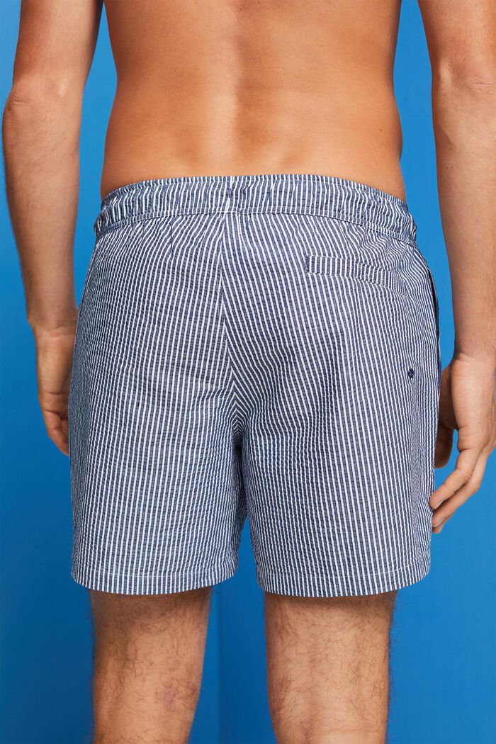 Textured swimming shorts with stripes, INK, detail image number 4