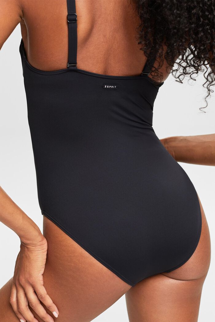 Made of recycled material: unpadded swimsuit with underwiring, BLACK, detail image number 1