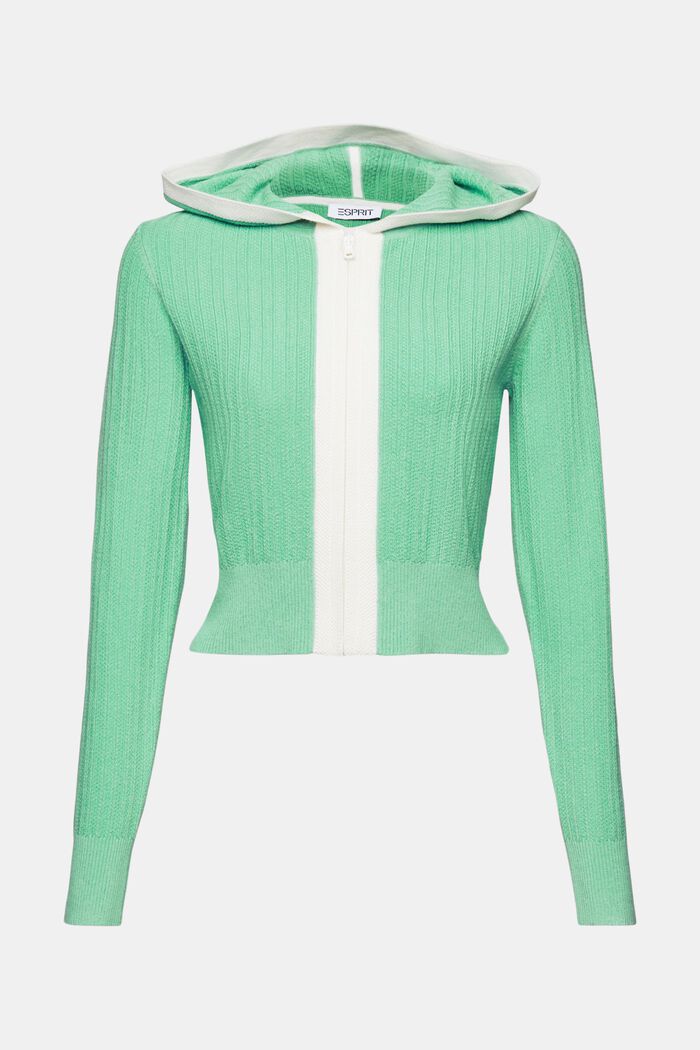 Rib-Knit Full-Zip Hooded Sweater, DUSTY GREEN, detail image number 7