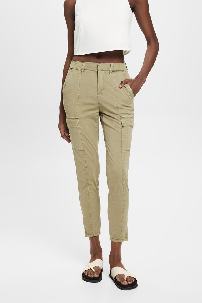 Mid-rise cargo-style trousers, LIGHT KHAKI, detail image number 0