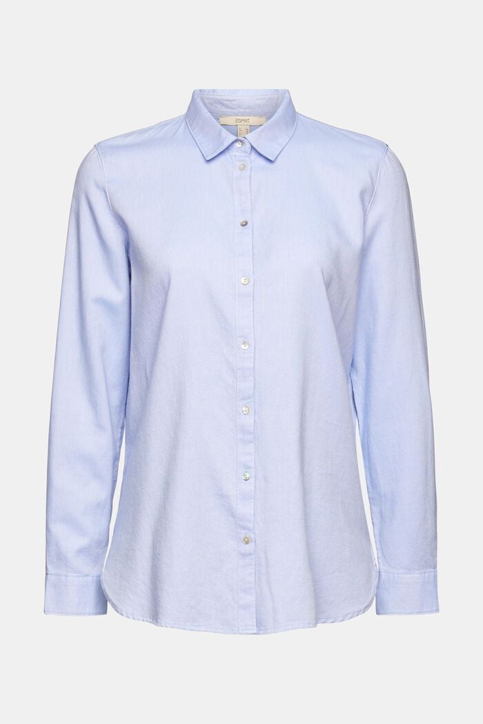 Shirt blouse made of 100% cotton, LIGHT BLUE, overview