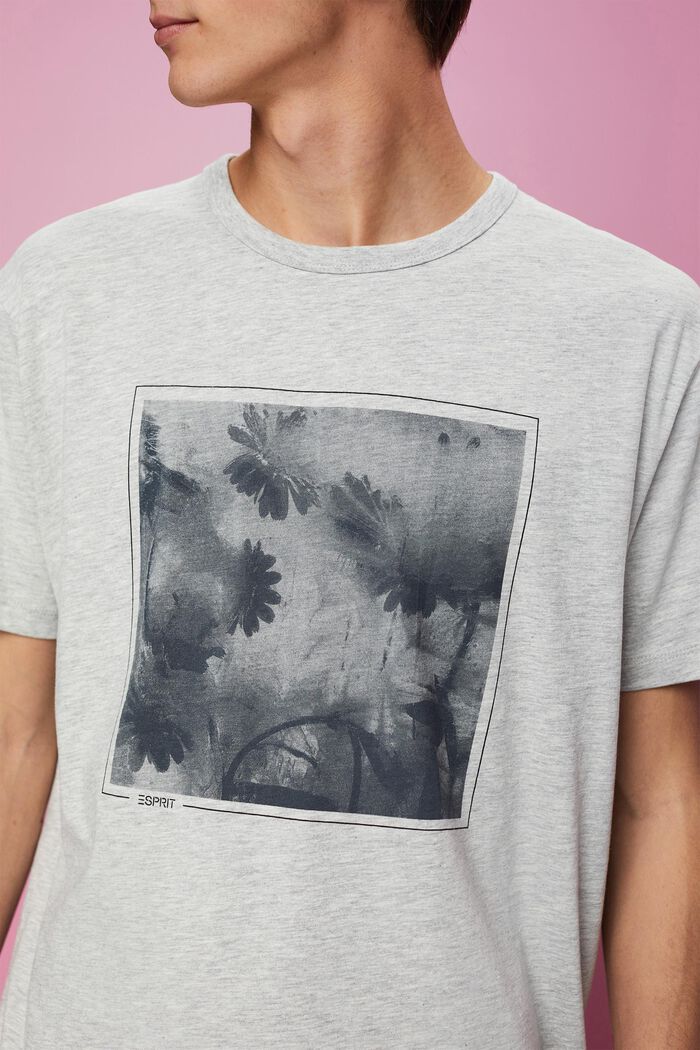 Cotton viscose blended t-shirt with print, LIGHT GREY, detail image number 2