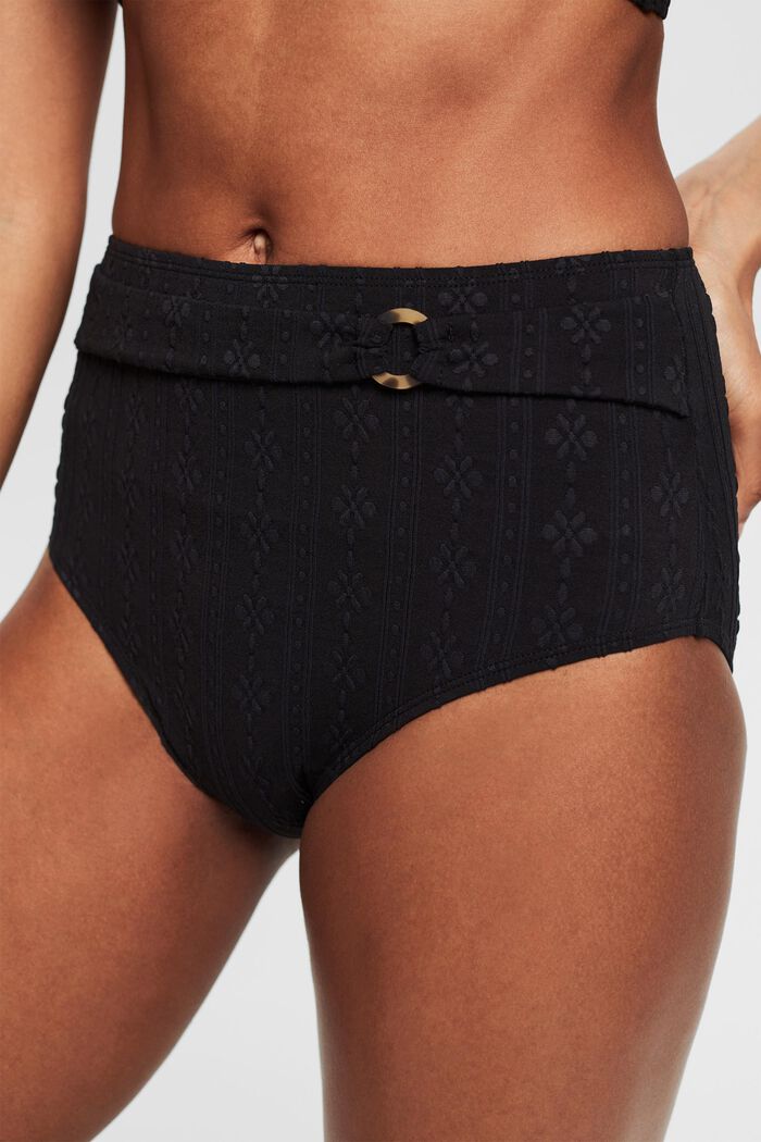 High-waisted bikini bottoms with a textured pattern