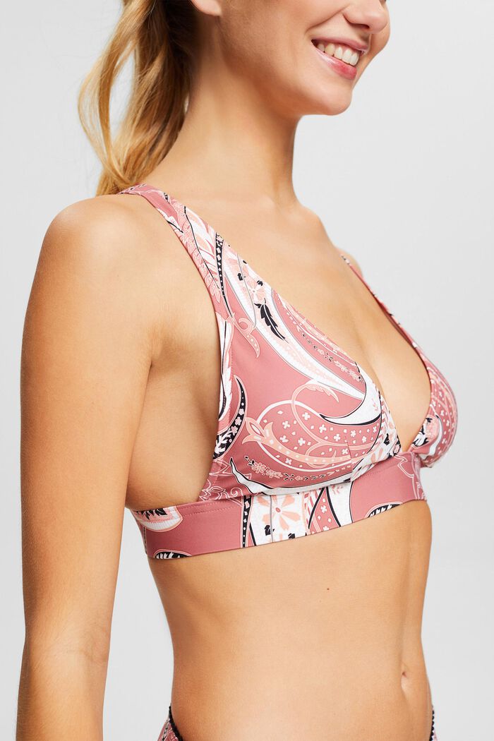 Made of recycled material: bikini top with a paisley print, BLUSH, detail image number 3