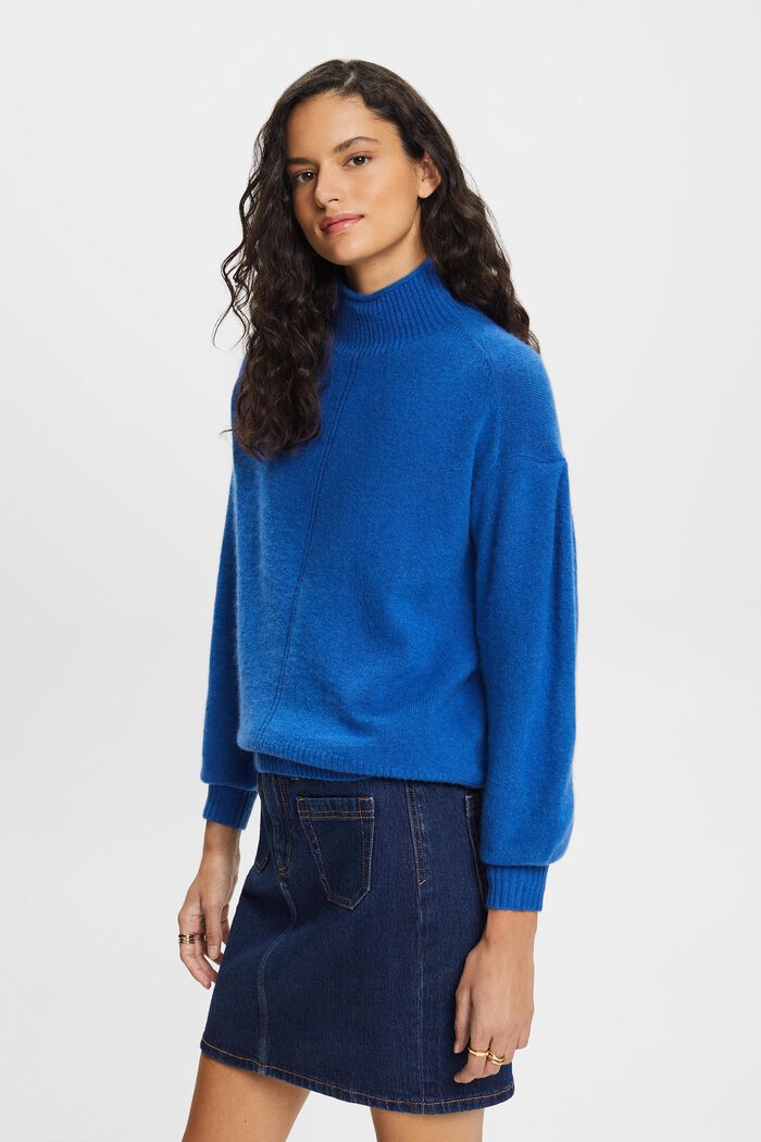 Mock Neck Sweater, BRIGHT BLUE, detail image number 1
