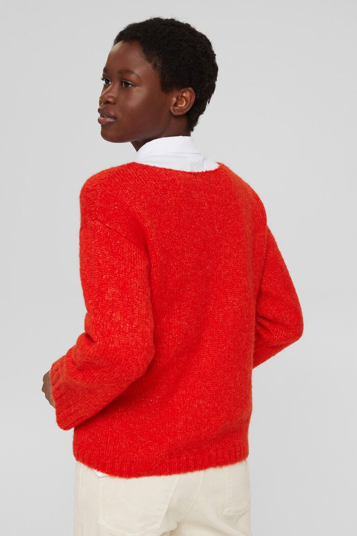 With wool/alpaca: soft bateau jumper, ORANGE RED, detail image number 3