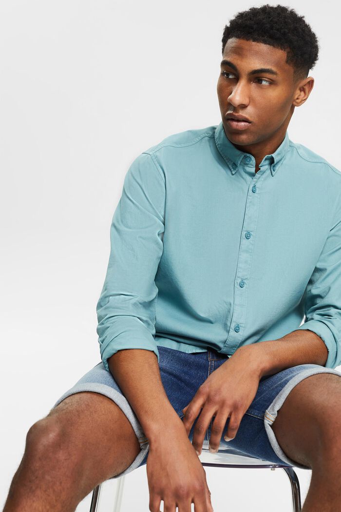 Top with a button-down collar, TURQUOISE, detail image number 6