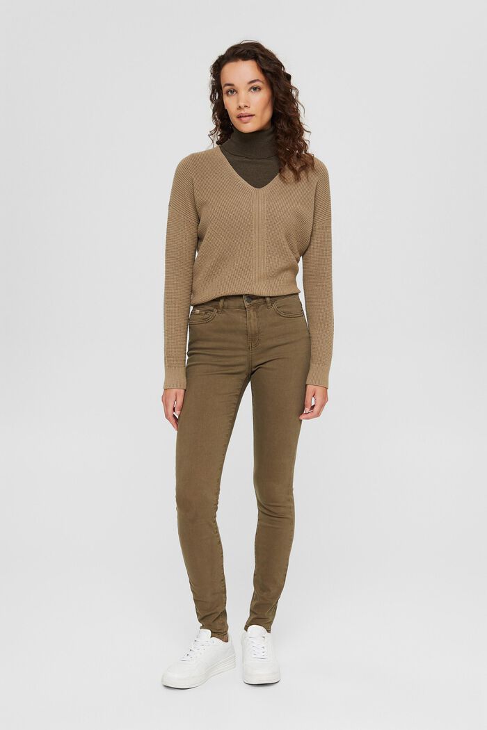 Stretch trousers with organic cotton, DARK KHAKI, detail image number 1