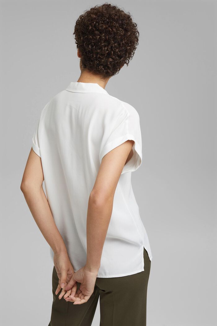 Blouse top with a pyjama-style collar, LENZING™ ECOVERO™, OFF WHITE, detail image number 3