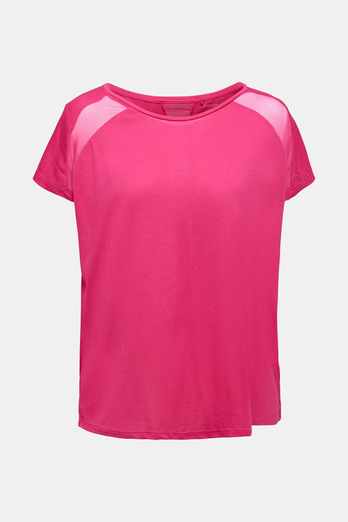 Recycled: T-shirt with mesh inserts, PINK FUCHSIA, detail image number 0