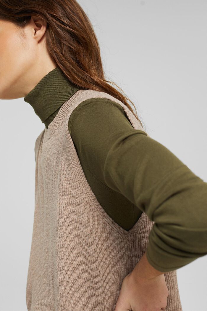 Rib knit sleeveless jumper in fabric blend containing cashmere, LIGHT TAUPE, detail image number 2