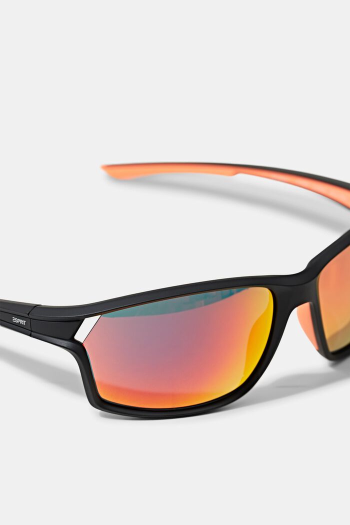 Sports sunglasses with mirrored lenses, RED, detail image number 1
