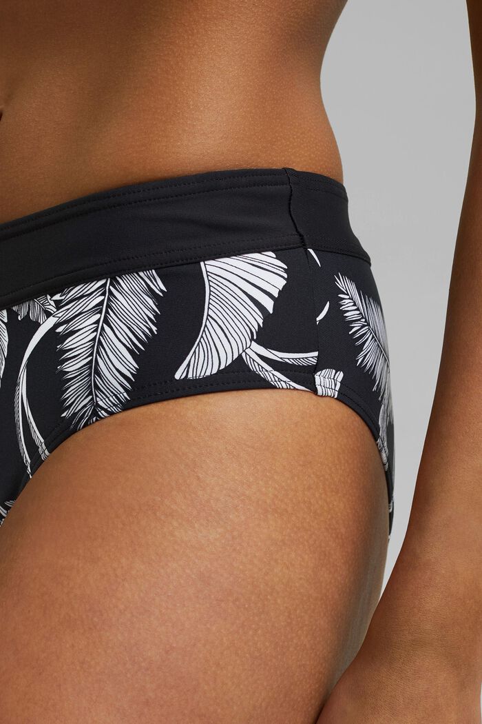 Recycled: bikini bottoms with a palm tree print, BLACK, detail image number 2