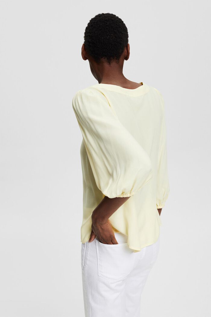 Blouse with a square neckline, LIME YELLOW, detail image number 3