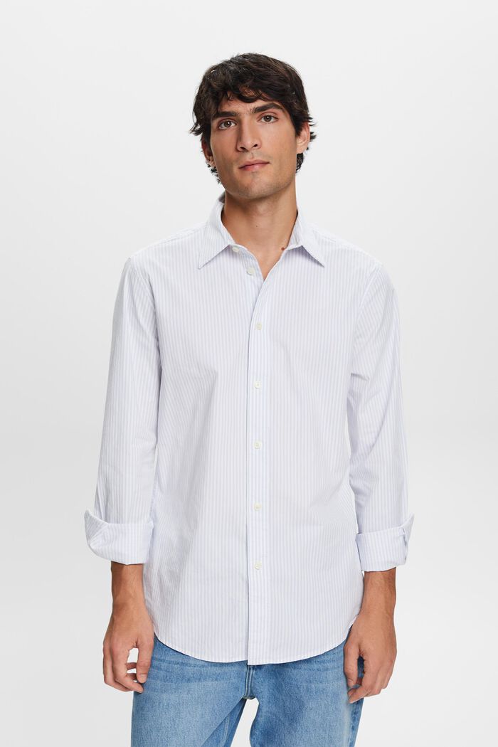 Striped Cotton Poplin Shirt, PASTEL BLUE, detail image number 2