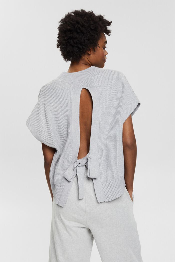 Backless sleeveless jumper, 100% cotton, LIGHT GREY, detail image number 3