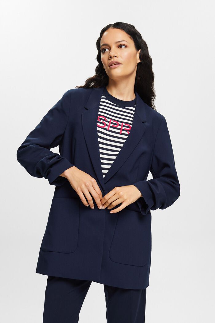 Blazer with draped sleeves, NAVY, detail image number 0