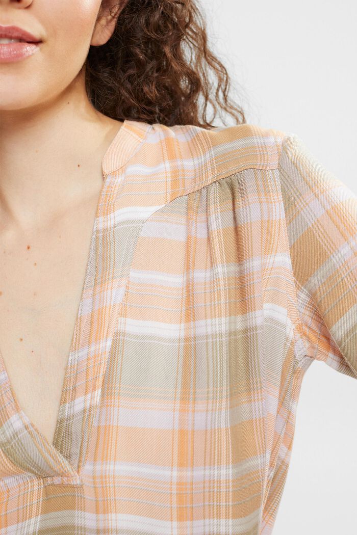 Blouse with a check pattern, PEACH, detail image number 0