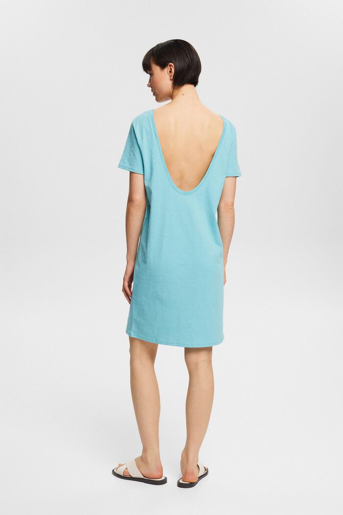 Jersey dress with a cut-out at the back, AQUA GREEN, detail image number 3