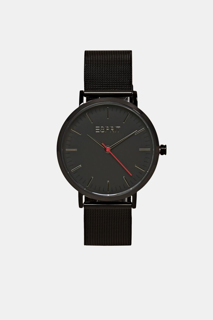 Stainless-steel watch with a mesh strap, BLACK, detail image number 0