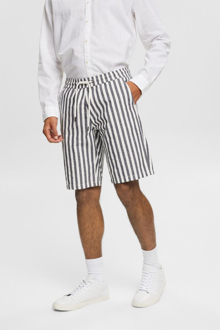 Shorts with striped pattern, NAVY, detail image number 0