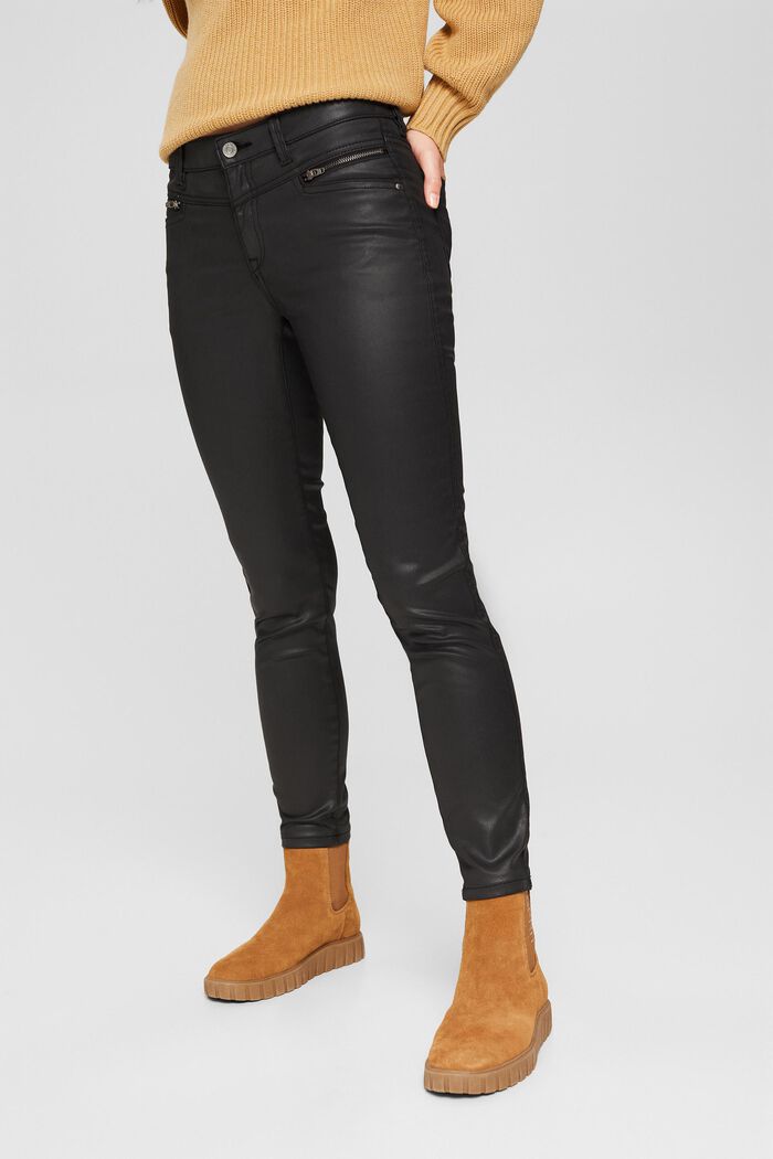 Coated trousers with zips, BLACK, detail image number 0
