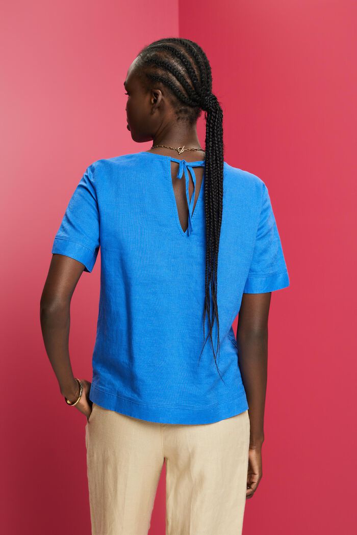 Blouse with keyhole detail, BRIGHT BLUE, detail image number 3