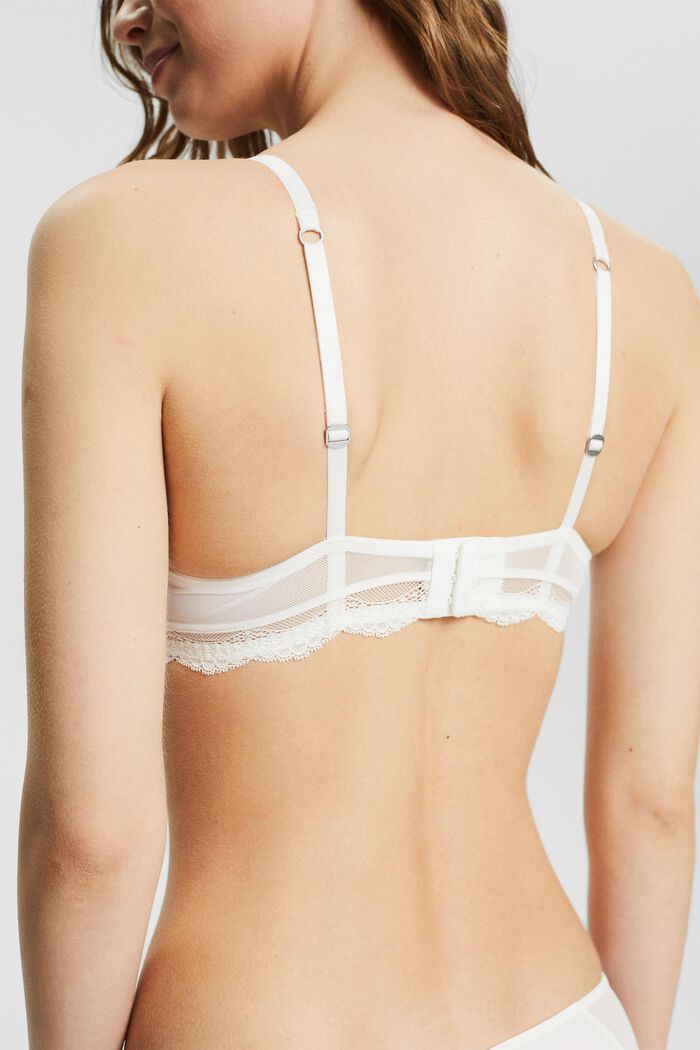Unpadded underwire bra with lace, OFF WHITE, detail image number 3