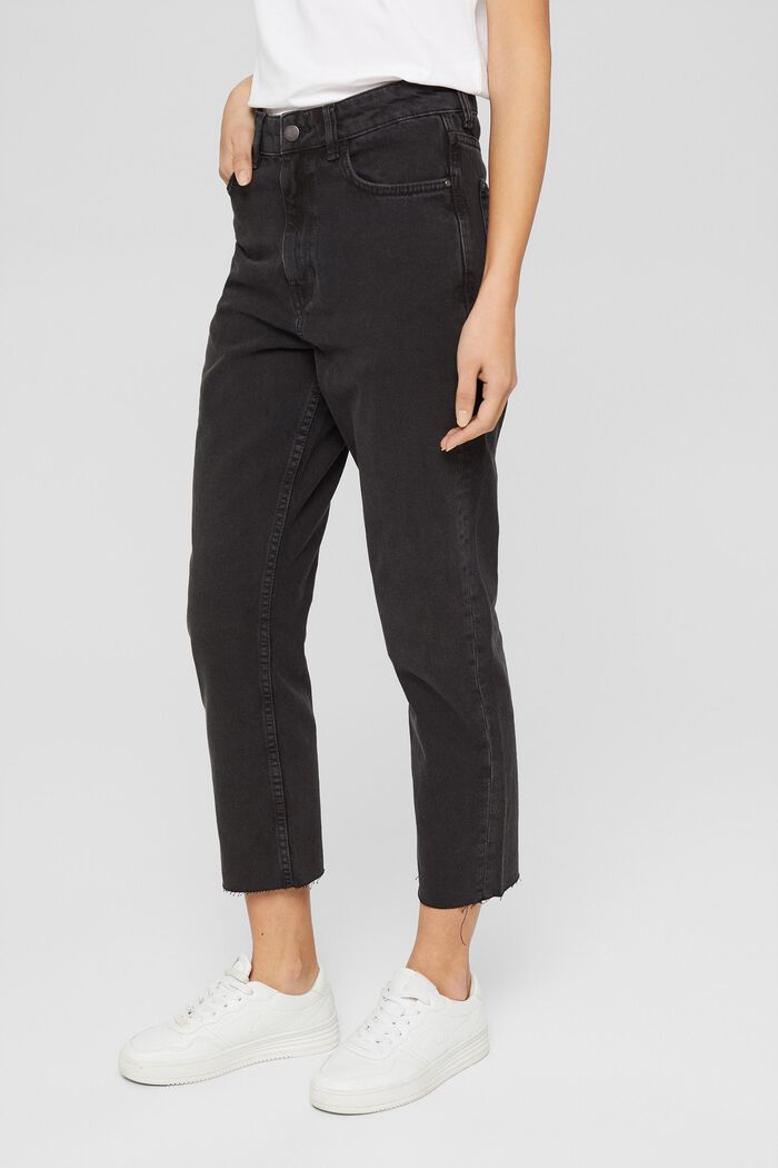 High-rise jeans with cropped leg, BLACK DARK WASHED, detail image number 0