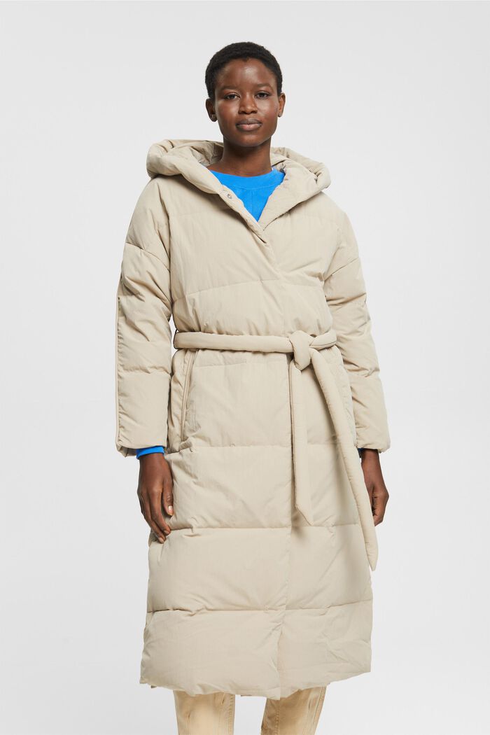 Long puffer coat, LIGHT TAUPE, detail image number 0