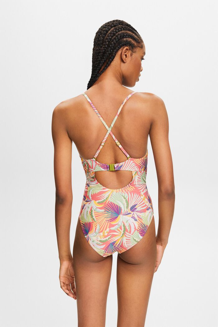 Printed One-Piece Swimsuit, CORAL RED, detail image number 3