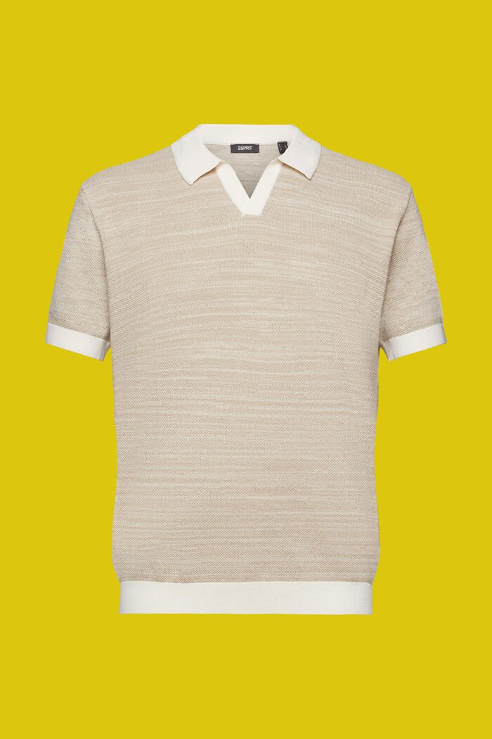Short-sleeved jumper with a polo collar, SAND, detail image number 6