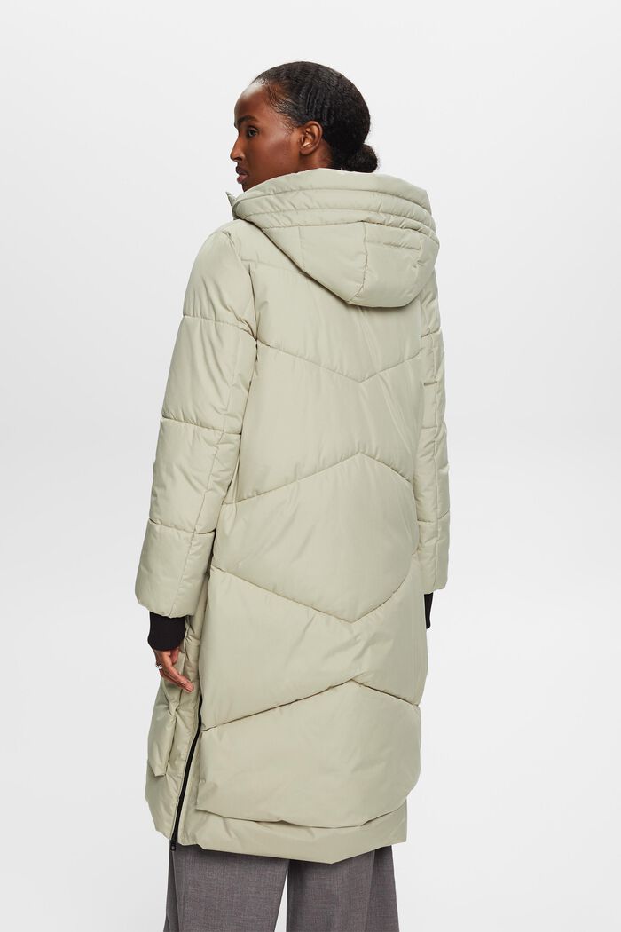 Hooded Quilted Puffer Coat, DUSTY GREEN, detail image number 3