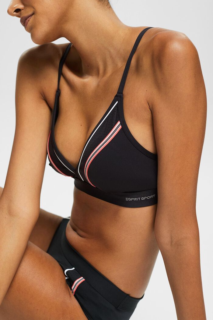 Padded sports bikini top, BLACK, detail image number 1