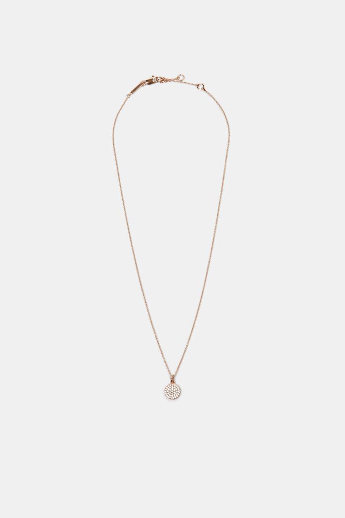 Necklace with zirconia pendant, sterling silver, ROSEGOLD, detail image number 0